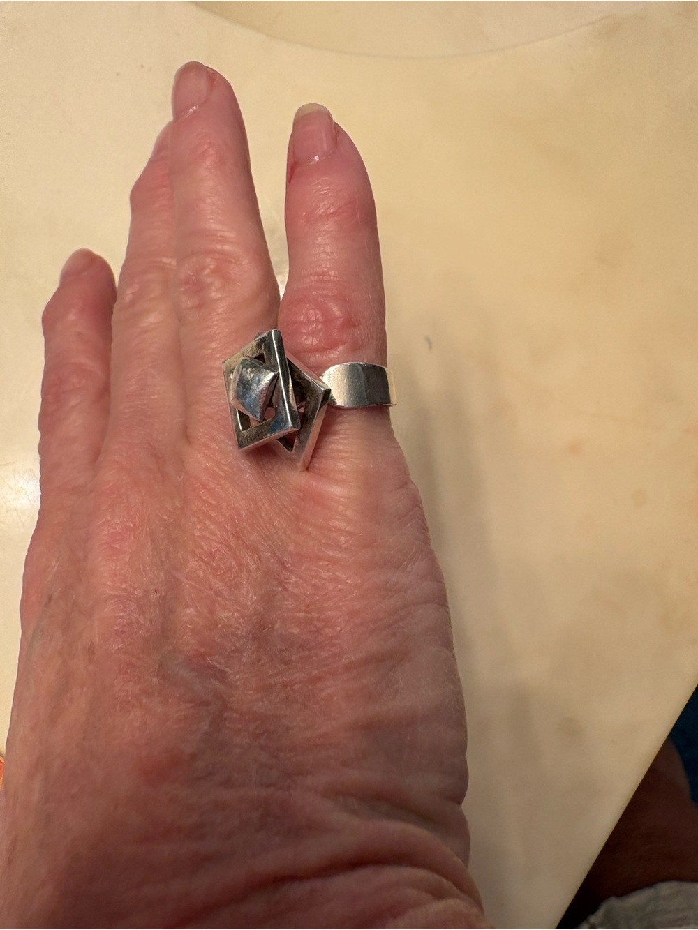 Geometric Silver Statement Ring - Modern Women's Jewelry